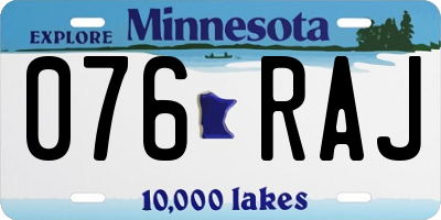 MN license plate 076RAJ