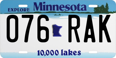 MN license plate 076RAK