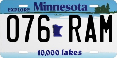 MN license plate 076RAM