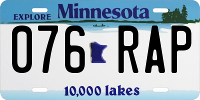 MN license plate 076RAP