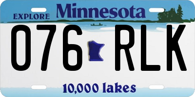 MN license plate 076RLK