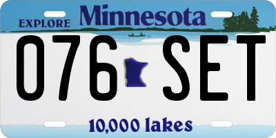 MN license plate 076SET