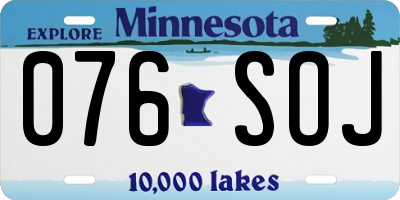 MN license plate 076SOJ