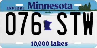 MN license plate 076STW