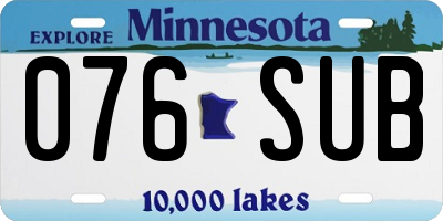 MN license plate 076SUB