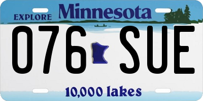 MN license plate 076SUE