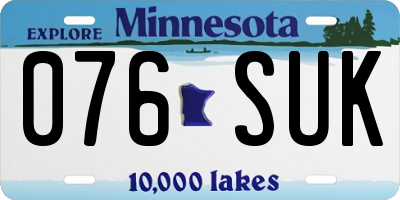 MN license plate 076SUK