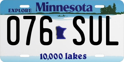 MN license plate 076SUL