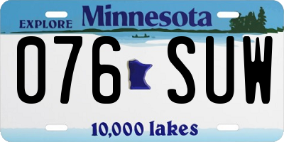 MN license plate 076SUW