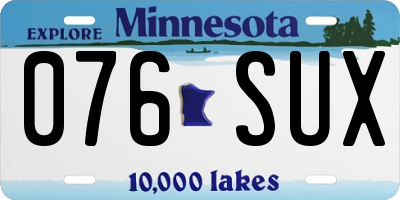 MN license plate 076SUX