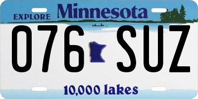 MN license plate 076SUZ