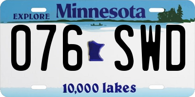 MN license plate 076SWD