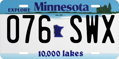 MN license plate 076SWX