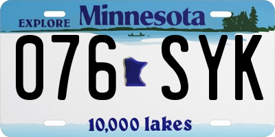 MN license plate 076SYK