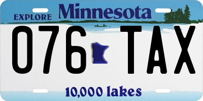 MN license plate 076TAX