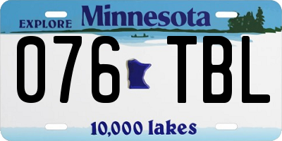 MN license plate 076TBL