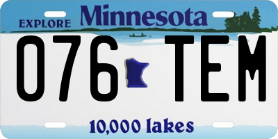 MN license plate 076TEM
