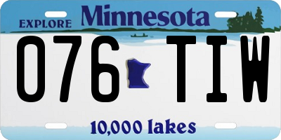 MN license plate 076TIW