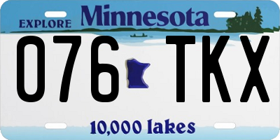 MN license plate 076TKX