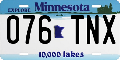 MN license plate 076TNX