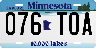 MN license plate 076TOA