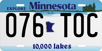 MN license plate 076TOC