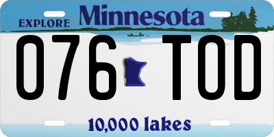 MN license plate 076TOD