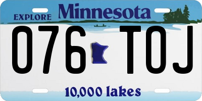 MN license plate 076TOJ