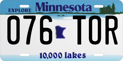 MN license plate 076TOR