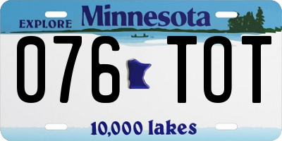 MN license plate 076TOT
