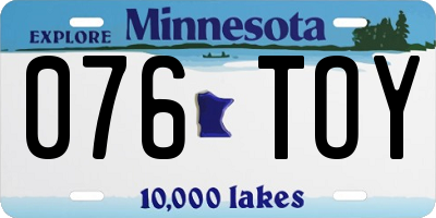 MN license plate 076TOY
