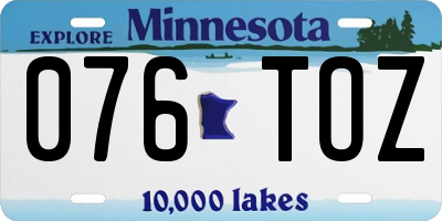 MN license plate 076TOZ