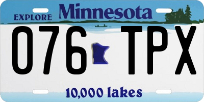 MN license plate 076TPX
