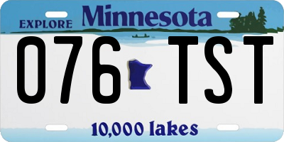 MN license plate 076TST