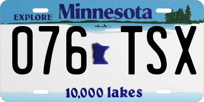 MN license plate 076TSX