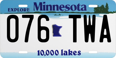 MN license plate 076TWA