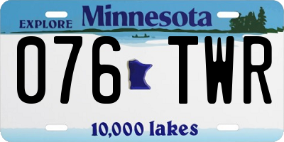 MN license plate 076TWR