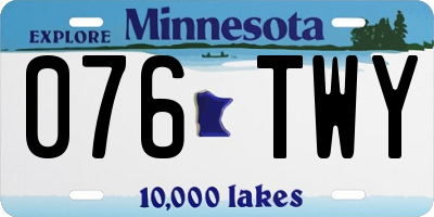 MN license plate 076TWY