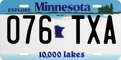 MN license plate 076TXA