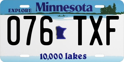 MN license plate 076TXF