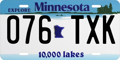 MN license plate 076TXK