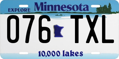 MN license plate 076TXL