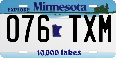 MN license plate 076TXM