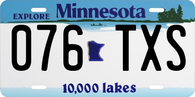 MN license plate 076TXS