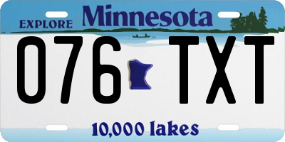 MN license plate 076TXT
