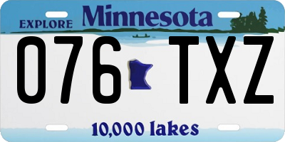 MN license plate 076TXZ