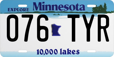 MN license plate 076TYR