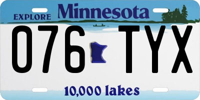 MN license plate 076TYX