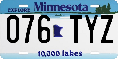MN license plate 076TYZ