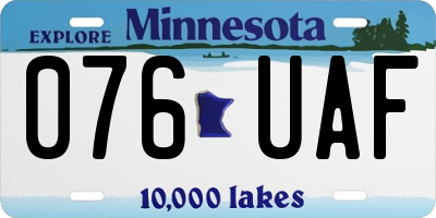 MN license plate 076UAF
